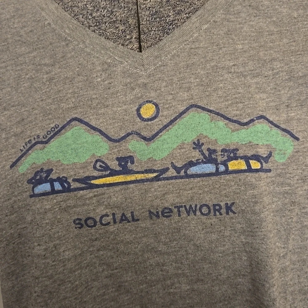 Life is Good Social Network Gray Crusher Tee - Picture 2 of 6